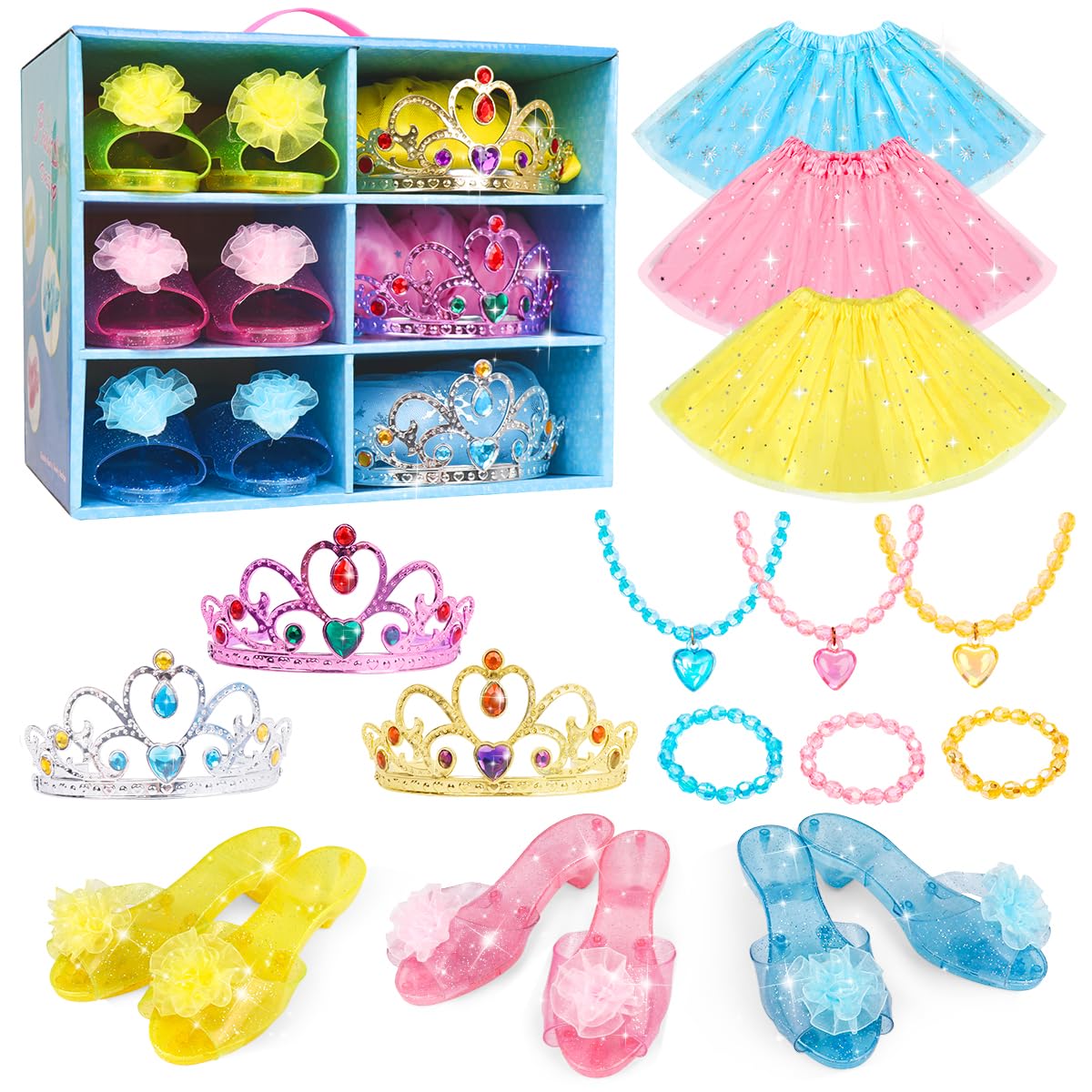 Meland Meland Princess Dress Up Clothes for Toddlers with Skirts, Shoes, Crown & Play Jewelry
| Princess Toys for Girls