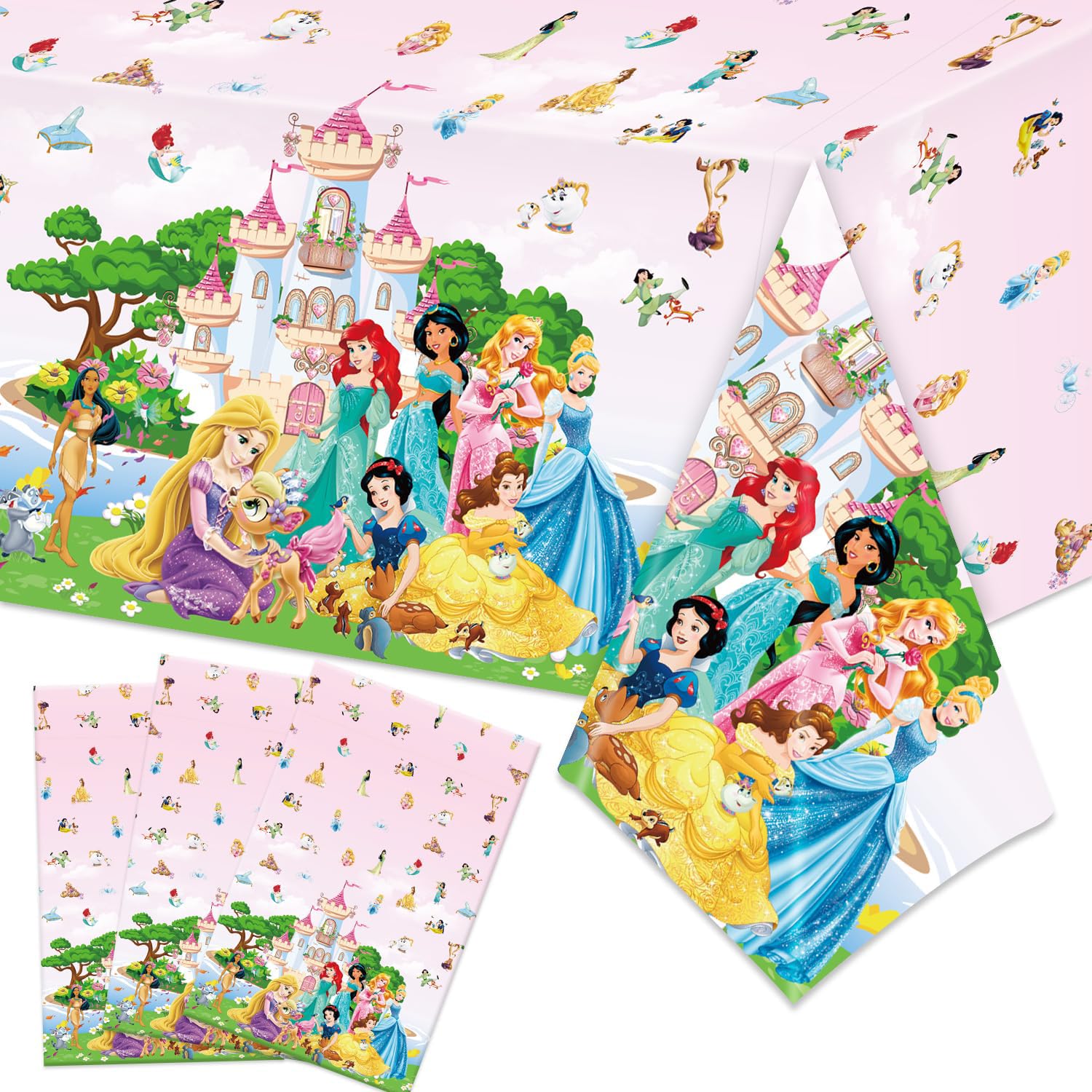 Princess Birthday Party Decorations 3Pcs Tablecloth Set for Table Decorations